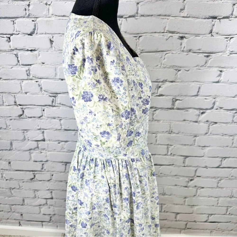 Vintage Laura Ashley Dress Floral Sz 10 Cotton Puff Sleeve Tea Party Cottagecore - Picture 4 of 15